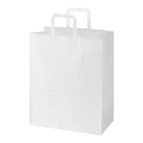 Sac en papier Kraft 80 à 90&nbsp;g/m2 avec poignées plates 32 x 17 x 39&nbsp;cm Blanc | sans marquage | non disponible | non disponible