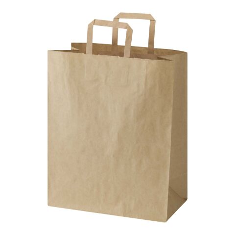 Sac en papier Kraft 80 à 90&nbsp;g/m2 avec poignées plates 32 x 17 x 39&nbsp;cm Marron kraft | sans marquage | non disponible | non disponible