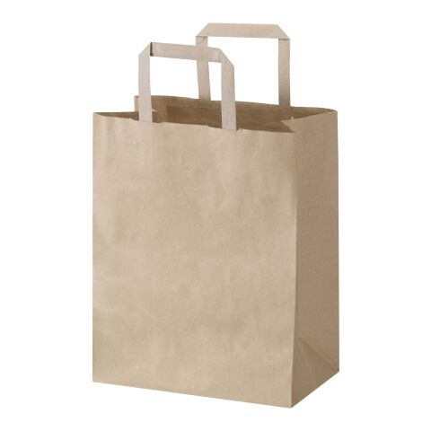 Sac en papier Kraft 80&nbsp;g/m2 avec poignées plates 25 x 15 x 32 cm Marron kraft | sans marquage | non disponible | non disponible
