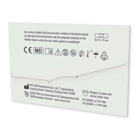 Pansements en blister de 4 pièces, accompagnés d'une enveloppe en papier imprimée en couleur blanc