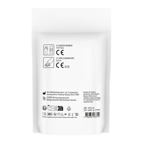 MiniKit Premiers Secours en pochette papier Blanc | Impression Numérique | Devant | 80 mm x 86 mm