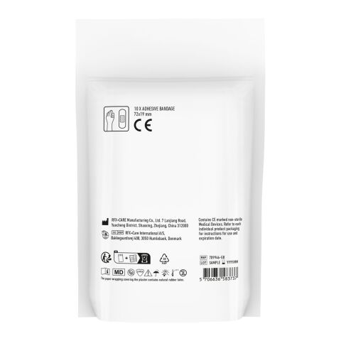 MiniKits Pansements en pochette papier Blanc | Impression Numérique | Devant | 80 mm x 86 mm