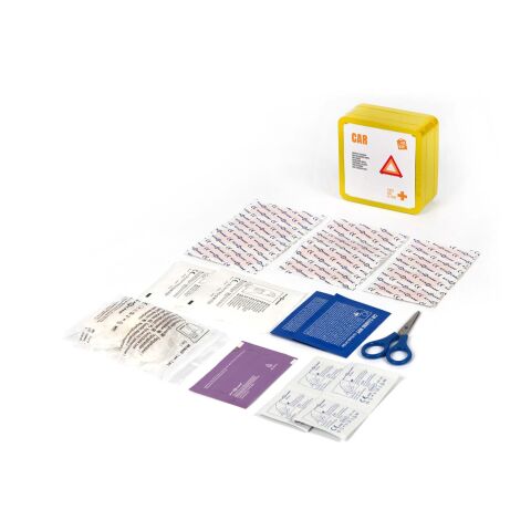 Kit de premiers secours en métal pour voiture MyKit Jaune | sans marquage