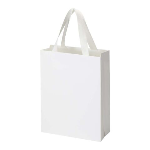Sac en papier Smartfold 230 g/m² avec anses en ruban et pelliculage brillant - 24 x 10 x 32 cm blanc