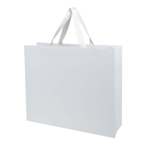Sac en papier Smartfold 230 g/m² avec anses en ruban et pelliculage brillant - 42 x 12 x 35 cm blanc