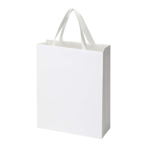 Sac en papier Smartfold 230 g/m² avec anses en ruban et pelliculage mat - 31 x 12 x 39 cm blanc