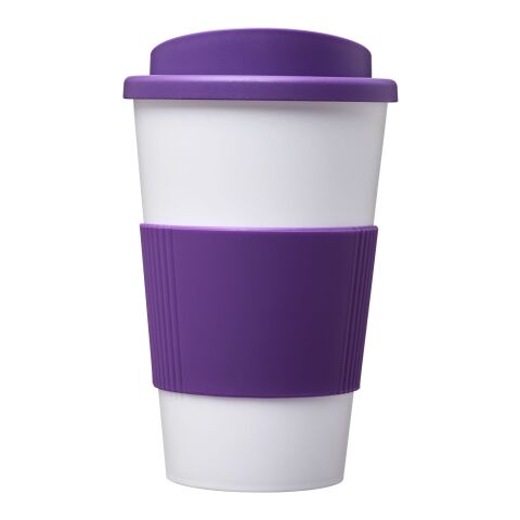 Gobelet isolant Americano® 350 ml avec bandeau antidérapant Blanc-Violet | sans marquage | non disponible | non disponible