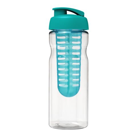 Bouteille H2O Base® infuseur fruit avec couvercle à clapet - 650 ml Translucide-Bleu aqua | sans marquage | non disponible | non disponible
