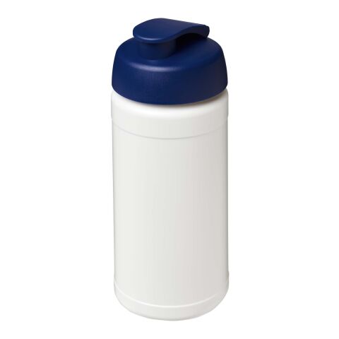 Bouteille de sport Baseline Rise de 500&nbsp;ml recyclée avec couvercle rabattable Blanc-Bleu | sans marquage | non disponible | non disponible