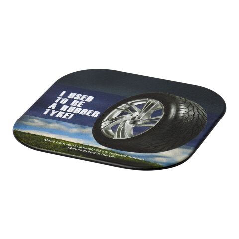 Sous-verre carré Brite-Mat® avec matériau pneu Noir | Impression Papier | Top | 95 mm x 95 mm