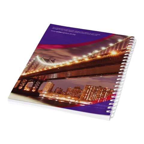 Carnet de notes à spirales A4 Desk-Mate® avec couverture arrière imprimée blanc | 50 pages | sans marquage | non disponible | non disponible