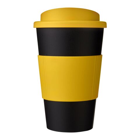 Gobelet Americano® de 350 ml avec isolation et grip Jaune-Noir | Sérigraphie 1 couleur | Gobelet | 228 mm x 73 mm