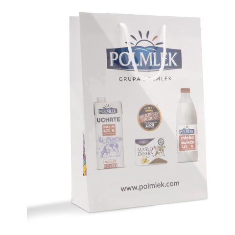 Sac papier avec cordelettes, 24 x 34 cm Offset | brillant | 120 - jaune fluo