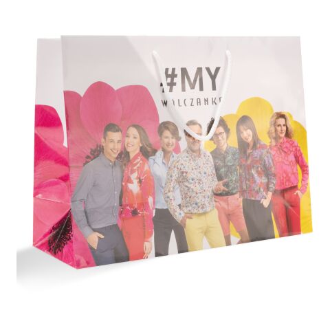 Sac papier avec cordelettes, format portrait 30 x 40 cm Offset | brillant | 50 - jaune