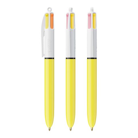 BIC® 4 Couleurs Sun Blanc-jaune | Sérigraphie 1 couleur | Corps-Centré clip | 30.00 mm x 43.00 mm