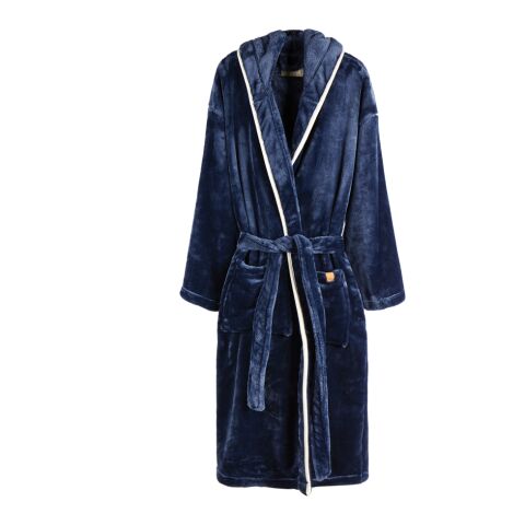 VINGA Peignoir de luxe en peluche RPET GRS Louis taille L-XL bleu marine | sans marquage | non disponible | non disponible | non disponible