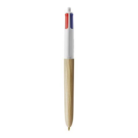 BIC® 4 Colours Wood Style Blanc-beige | Sérigraphie 1 couleur | Partie haute-derrière le clip | 22.00 mm x 10.00 mm