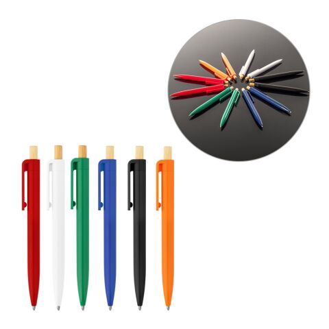 ZARA. Stylo à bille en ABS recyclé (100% rABS) avec bouton en bambou Noir | sans marquage