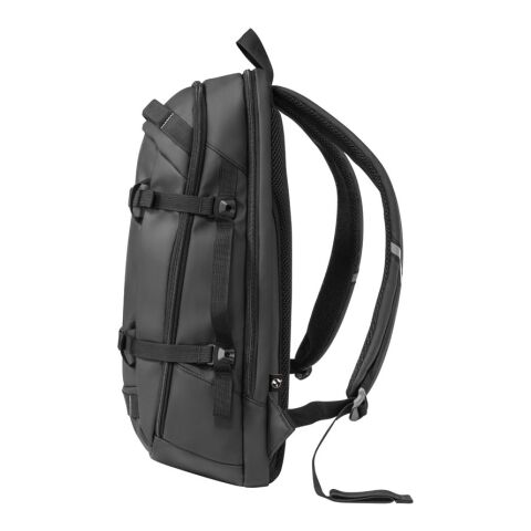 KAMPALA. Sac à dos pour ordinateur portable en polyester recyclé haute densité 900D, avec revêtement imperméable et doublure en polyester recyclé 210D 17&#039;3&quot; Noir | sans marquage