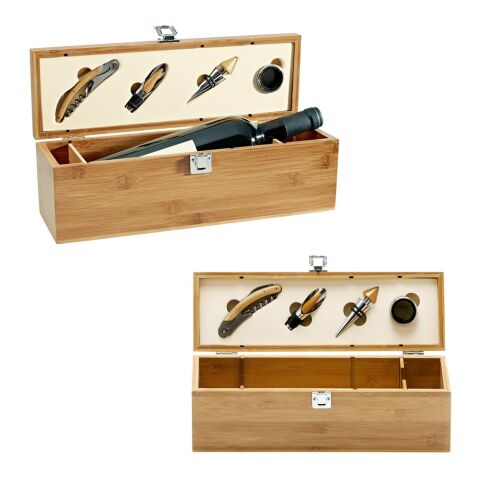 SYRAH. Set à vin en bambou, zinc et acier inoxydable Beige | sans marquage