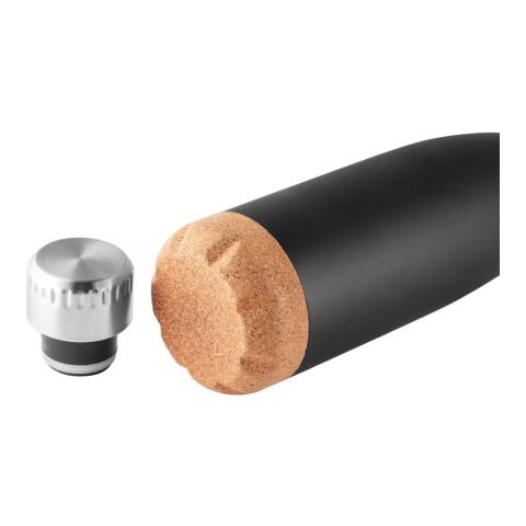 SOLBERG. Thermos 560mL en acier inox avec base en liège Noir | sans marquage