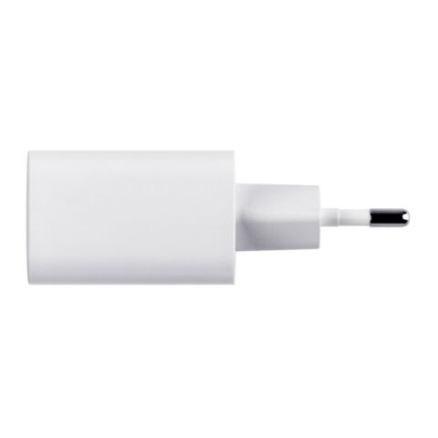 WEGENER. Adaptateur secteur avec port USB-A 18W et USB-C 20W en ABS recyclé (100 % rABS) Blanc | sans marquage