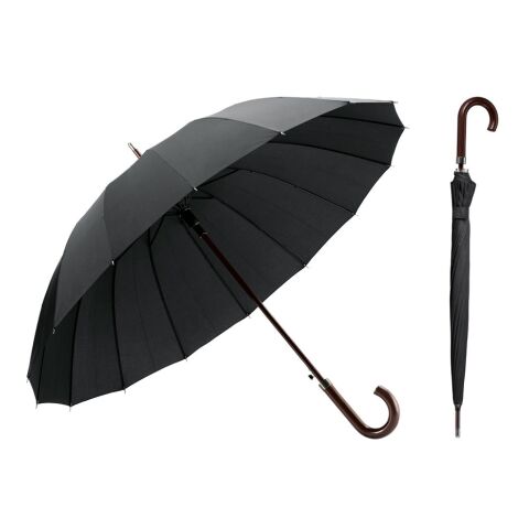 HEDI. Parapluie à 16 baleines en pongee 190T avec ouverture automatique Noir | sans marquage