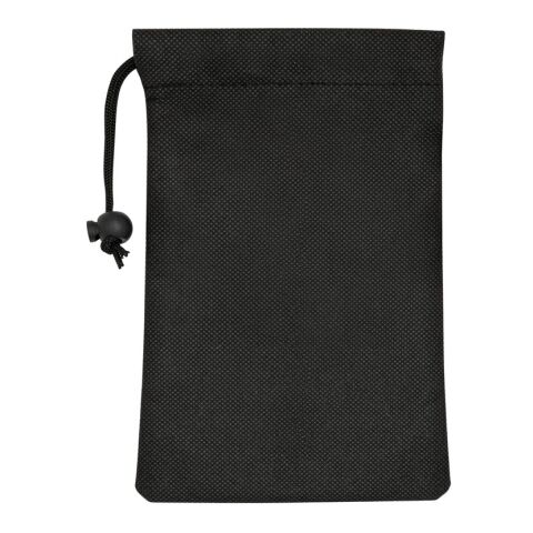 BERNAL. Serviette de sport rafraichissante en polyester recyclé (100% rPET) avec pochette en non-tissé Noir | sans marquage