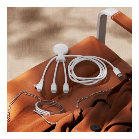 Câble USB-C long Xoopar Mr. Bio de 1 mètre Blanc | Tampographie 1 couleur | 1ere face | Ø 23 mm