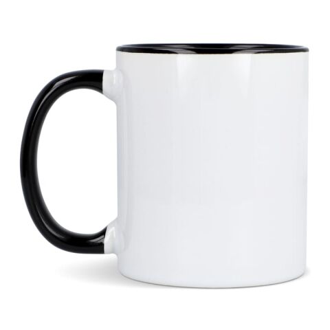 Mug subli Oslo coloré à l'intérieur &amp; anse 300ml Blanc-Noir | sans marquage | non disponible | non disponible | non disponible