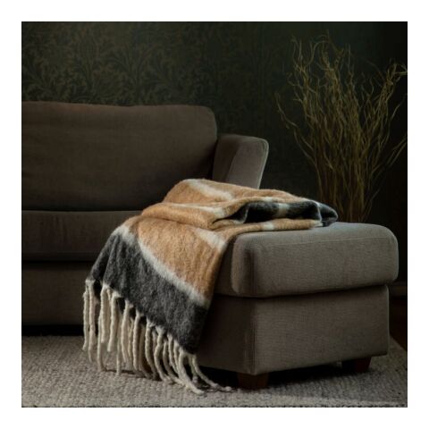 Kosta Linnewäfveri Plaid en Laine à Rayures Beige | sans marquage