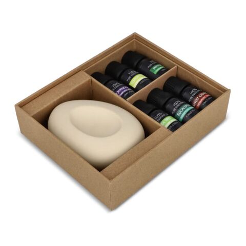 Coffret InsideOut Aroma Pebble avec 6 huiles essentielles Ecru