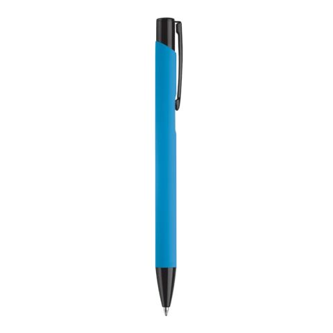 Stylo Alicante toucher doux Bleu clair-Noir | Gravure | dans le prolongement du clip | 50 mm x 8 mm | non disponible