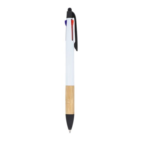 Stylo 3 couleurs avec grip en bambou Blanc | sans marquage | non disponible | non disponible | non disponible