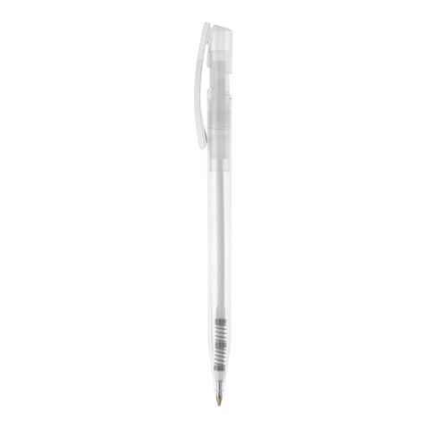 Stylo Nash Transparent Blanc-Blanc | Tampographie 1 couleur | Sur le clip | 30 mm x 5 mm | non disponible