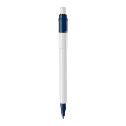 Stylo Baron Colour opaque Blanc-Bleu foncé | Sérigraphie 1 couleur | à 180 degrés du clip | 45 mm x 25 mm | non disponible