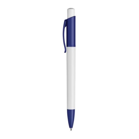 Stylo Kamal opaque Blanc-Bleu foncé | Sérigraphie 1 couleur | à 90 degrés du clip | 45 mm x 25 mm | non disponible