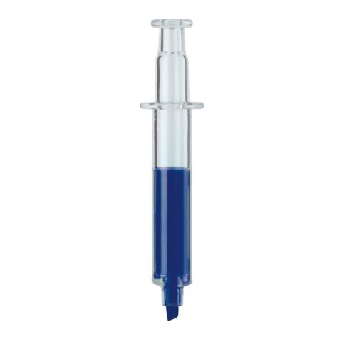 Surligneur seringue Bleu / Blanc-Bleu / Blanc | Tampographie 1 couleur | 1ere face | 50 mm x 8 mm | non disponible