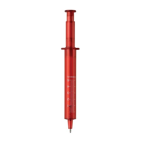 Stylo seringue transparent Rouge / blanc-Rouge / blanc | Tampographie 1 couleur | 1ere face | 45 mm x 8 mm | non disponible
