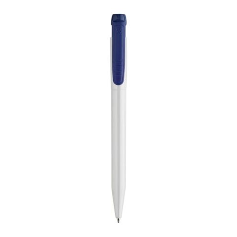 Stylo Pier opaque Blanc-Bleu foncé | Sérigraphie 1 couleur | dans le prolongement du clip | 45 mm x 25 mm | non disponible