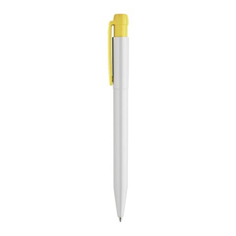 Stylo Pier opaque Blanc-Jaune | Sérigraphie 1 couleur | à 90 degrés du clip | 45 mm x 25 mm | non disponible