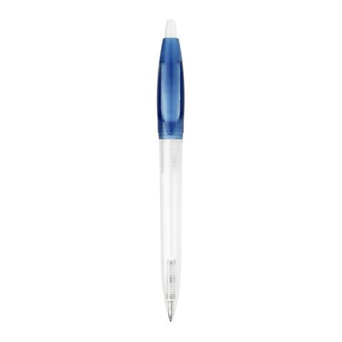 Stylo Bio-S! Clear transparent Bleu / Blanc | Sérigraphie 1 couleur | à 270 degrés du clip | 40 mm x 25 mm | non disponible