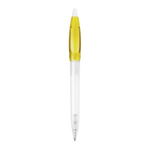 Stylo Bio-S! Clear transparent Jaune | Sérigraphie 1 couleur | à 90 degrés du clip | 40 mm x 25 mm | non disponible