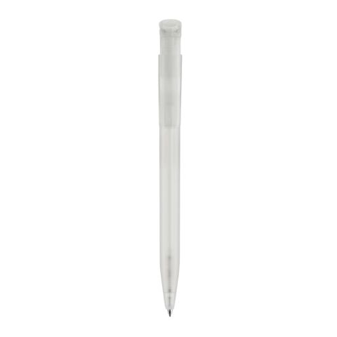 Stylo S45 R-PET transparent Blanc-Blanc | Sérigraphie 1 couleur | à 180 degrés du clip | 45 mm x 25 mm | non disponible