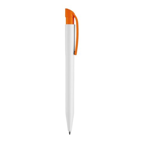 Stylo S45 opaque Blanc-Orange | Sérigraphie 1 couleur | à 180 degrés du clip | 45 mm x 25 mm | non disponible