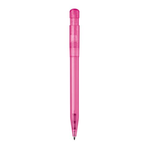 Stylo S45 Clear transparent Rose-Rose | Sérigraphie 1 couleur | à 90 degrés du clip | 45 mm x 25 mm | non disponible