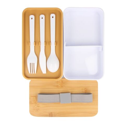 Boîte à lunch Bento R-PP &amp; Bambou Blanc | sans marquage | non disponible | non disponible | non disponible