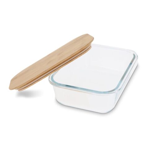 Boîte à lunch en verre avec couvercle en bambou Transparent | sans marquage | non disponible | non disponible | non disponible