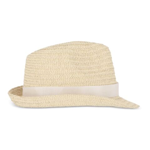 Chapeau de paille végétal avec bande colorée Blanc | sans marquage | non disponible | non disponible