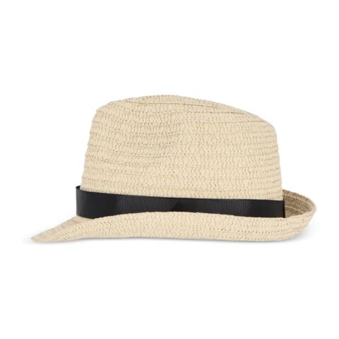 Chapeau de paille végétal avec bande colorée Noir | sans marquage | non disponible | non disponible